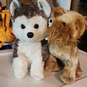 Plush Husky and Bulldog Dog Toys